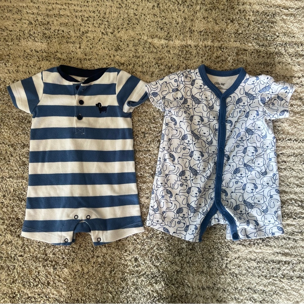 Little Me Baby Boys 3 Month Romper Dog Bundle
